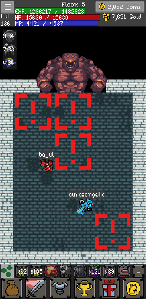 A giant golem boss looming over the dungeon